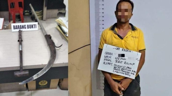 Polres Labuhanbatu Amankan Pria yang Ancam Korbannya dengan Arit dan Palu di Lahan Sengketa Sawit